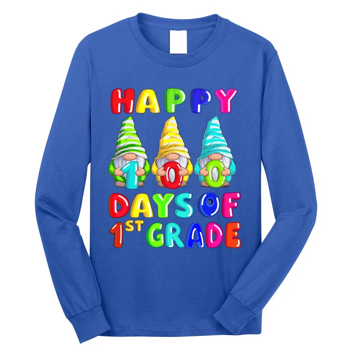 Happy 100th Day Of School First 1st Grade Gnome Teacher Gift Long Sleeve Shirt