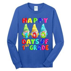 Happy 100th Day Of School First 1st Grade Gnome Teacher Gift Tall Long Sleeve T-Shirt