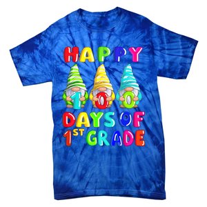 Happy 100th Day Of School First 1st Grade Gnome Teacher Gift Tie-Dye T-Shirt