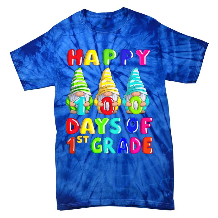 Happy 100th Day Of School First 1st Grade Gnome Teacher Gift Tie-Dye T-Shirt