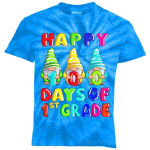 Happy 100th Day Of School First 1st Grade Gnome Teacher Gift Kids Tie-Dye T-Shirt