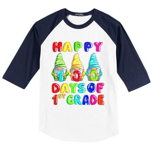 Happy 100th Day Of School First 1st Grade Gnome Teacher Gift Baseball Sleeve Shirt