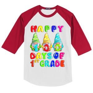 Happy 100th Day Of School First 1st Grade Gnome Teacher Gift Kids Colorblock Raglan Jersey