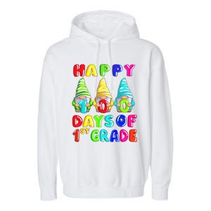 Happy 100th Day Of School First 1st Grade Gnome Teacher Gift Garment-Dyed Fleece Hoodie