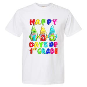 Happy 100th Day Of School First 1st Grade Gnome Teacher Gift Garment-Dyed Heavyweight T-Shirt