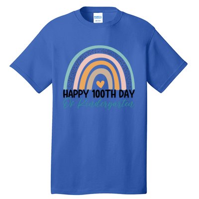 Happy 100th Day Of Kindergarten Teacher Rainbow 100 Days Gift Tall T-Shirt