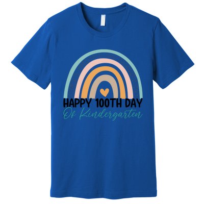 Happy 100th Day Of Kindergarten Teacher Rainbow 100 Days Gift Premium T-Shirt