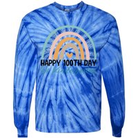 Happy 100th Day Of Kindergarten Teacher Rainbow 100 Days Gift Tie-Dye Long Sleeve Shirt