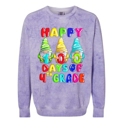 Happy 100th Day Of School Fourth 4th Grade Gnome Teacher Gift Colorblast Crewneck Sweatshirt