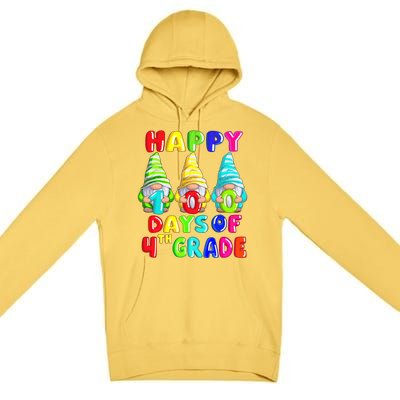 Happy 100th Day Of School Fourth 4th Grade Gnome Teacher Gift Premium Pullover Hoodie