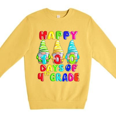 Happy 100th Day Of School Fourth 4th Grade Gnome Teacher Gift Premium Crewneck Sweatshirt