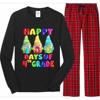 Happy 100th Day Of School Fourth 4th Grade Gnome Teacher Gift Long Sleeve Pajama Set