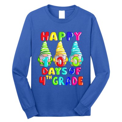 Happy 100th Day Of School Fourth 4th Grade Gnome Teacher Gift Long Sleeve Shirt