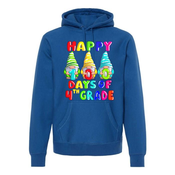 Happy 100th Day Of School Fourth 4th Grade Gnome Teacher Gift Premium Hoodie