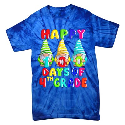 Happy 100th Day Of School Fourth 4th Grade Gnome Teacher Gift Tie-Dye T-Shirt