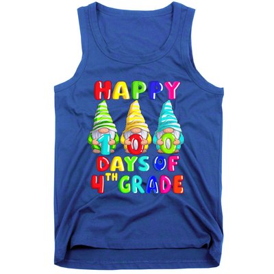 Happy 100th Day Of School Fourth 4th Grade Gnome Teacher Gift Tank Top