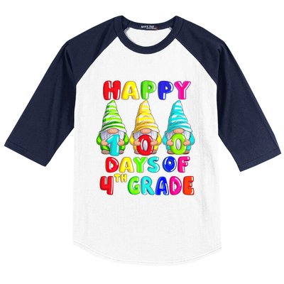 Happy 100th Day Of School Fourth 4th Grade Gnome Teacher Gift Baseball Sleeve Shirt