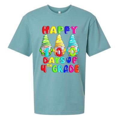 Happy 100th Day Of School Fourth 4th Grade Gnome Teacher Gift Sueded Cloud Jersey T-Shirt