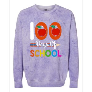 Happy 100th Day Of School Teacher 100 Days Colorblast Crewneck Sweatshirt