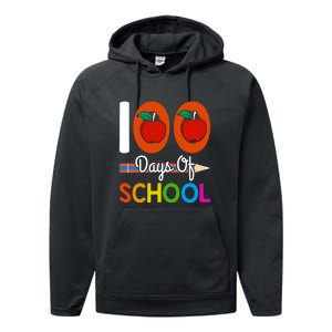 Happy 100th Day Of School Teacher 100 Days Performance Fleece Hoodie