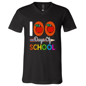 Happy 100th Day Of School Teacher 100 Days V-Neck T-Shirt