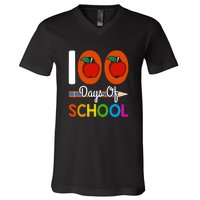 Happy 100th Day Of School Teacher 100 Days V-Neck T-Shirt