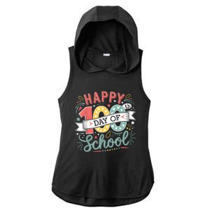 Happy 100th Day Of School 100 Days Of School Teacher Student Ladies PosiCharge Tri-Blend Wicking Draft Hoodie Tank