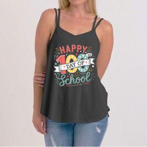 Happy 100th Day Of School 100 Days Of School Teacher Student Women's Strappy Tank