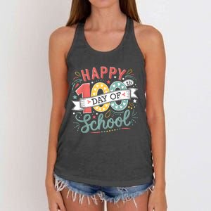 Happy 100th Day Of School 100 Days Of School Teacher Student Women's Knotted Racerback Tank