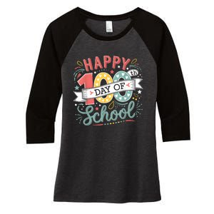 Happy 100th Day Of School 100 Days Of School Teacher Student Women's Tri-Blend 3/4-Sleeve Raglan Shirt