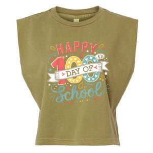 Happy 100th Day Of School 100 Days Of School Teacher Student Garment-Dyed Women's Muscle Tee