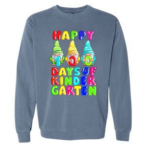 Happy 100th Day Of School Kindergarten Gnome Teacher Gift Garment-Dyed Sweatshirt