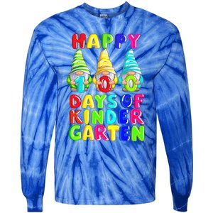 Happy 100th Day Of School Kindergarten Gnome Teacher Gift Tie-Dye Long Sleeve Shirt