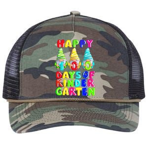 Happy 100th Day Of School Kindergarten Gnome Teacher Gift Retro Rope Trucker Hat Cap