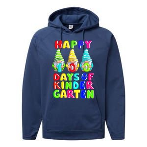 Happy 100th Day Of School Kindergarten Gnome Teacher Gift Performance Fleece Hoodie