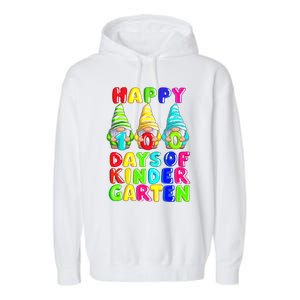 Happy 100th Day Of School Kindergarten Gnome Teacher Gift Garment-Dyed Fleece Hoodie