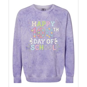 Happy 100th Day Of School Tie Dye Rainbow 100 Days Smarter Colorblast Crewneck Sweatshirt