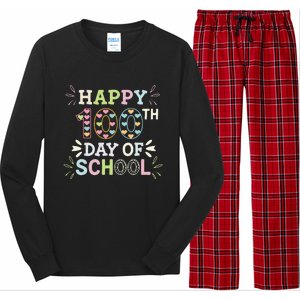 Happy 100th Day Of School Tie Dye Rainbow 100 Days Smarter Long Sleeve Pajama Set