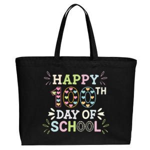 Happy 100th Day Of School Tie Dye Rainbow 100 Days Smarter Cotton Canvas Jumbo Tote