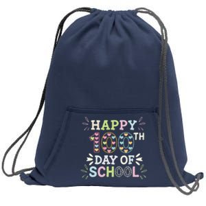 Happy 100th Day Of School Tie Dye Rainbow 100 Days Smarter Sweatshirt Cinch Pack Bag