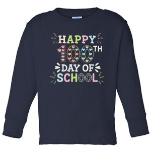 Happy 100th Day Of School Tie Dye Rainbow 100 Days Smarter Toddler Long Sleeve Shirt