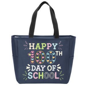 Happy 100th Day Of School Tie Dye Rainbow 100 Days Smarter Zip Tote Bag