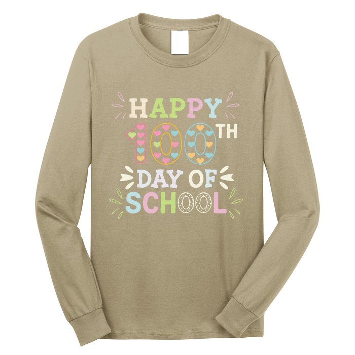 Happy 100th Day Of School Tie Dye Rainbow 100 Days Smarter Long Sleeve Shirt