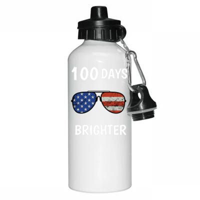 Happy 100th Day Of School 100 Days Brighter Love Sunglasses Gift Aluminum Water Bottle 