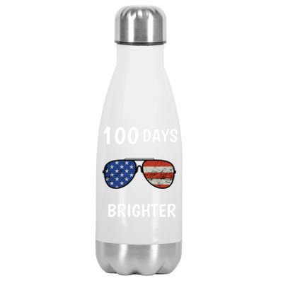 Happy 100th Day Of School 100 Days Brighter Love Sunglasses Gift Stainless Steel Insulated Water Bottle