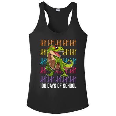 Happy 100 Days Of School For Dinosaur T Rex Ladies PosiCharge Competitor Racerback Tank