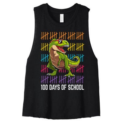 Happy 100 Days Of School For Dinosaur T Rex Women's Racerback Cropped Tank