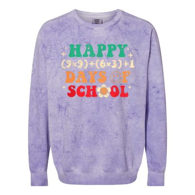 Happy 100 Days Of School 100 Day Smarter Groovy Meaningful Gift Colorblast Crewneck Sweatshirt