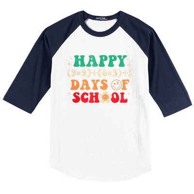 Happy 100 Days Of School 100 Day Smarter Groovy Meaningful Gift Baseball Sleeve Shirt