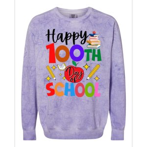 Happy 100th Day Of School Teachers Students Colorblast Crewneck Sweatshirt